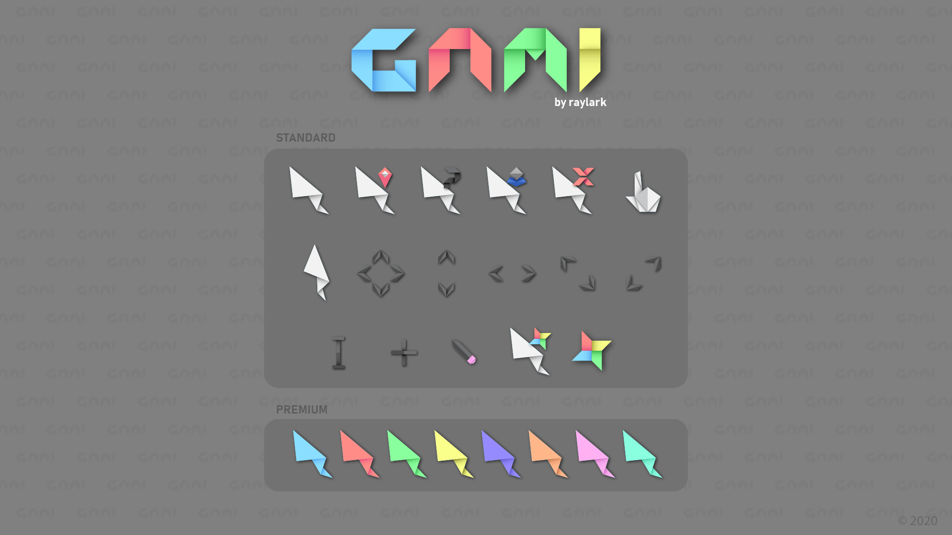 超好看的鼠标指针折纸Gami 共九种颜色风格